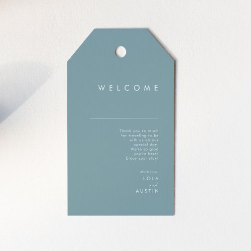 Dusty Boho  Blue and Green Wedding Welcome Gift Tags