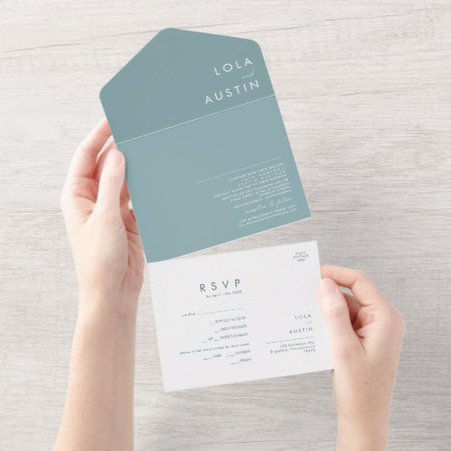 Dusty Boho  Blue Seal and Send All In One Invitat All In One Invitation