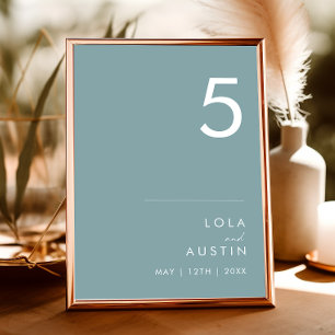 Dusty Boho Blue Table Number
