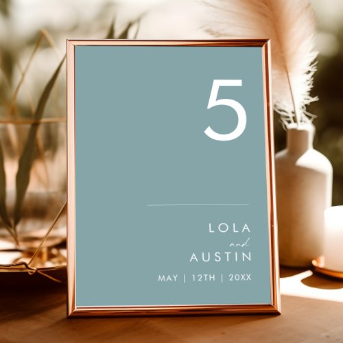Dusty Boho  Blue Table Number