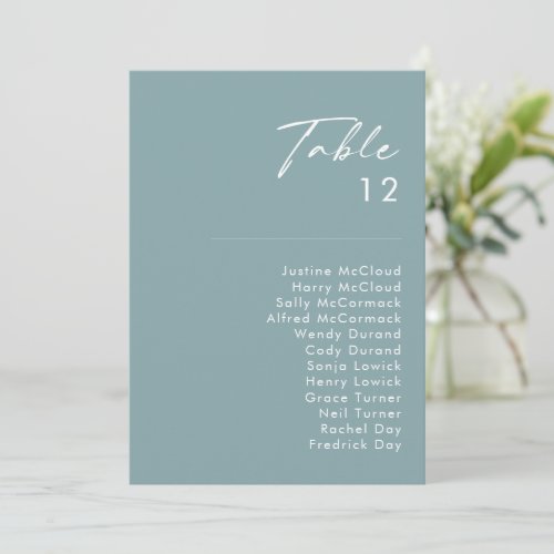 Dusty Boho  Blue Table Number Chart