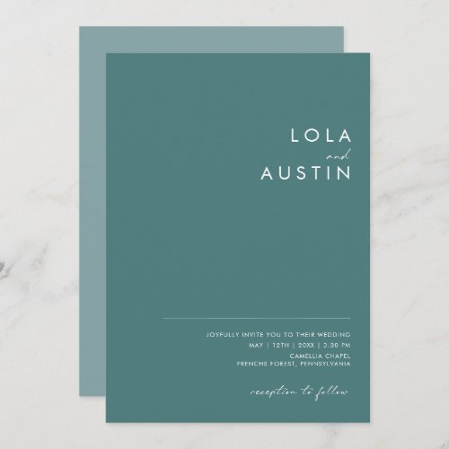 Dusty Boho  Green and Blue All In One Wedding Invitation