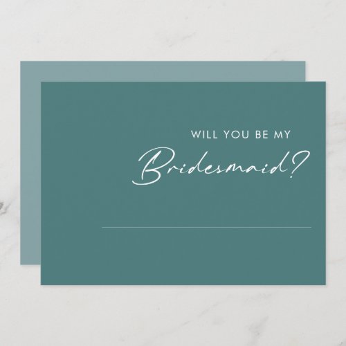 Dusty Boho Green and Blue Bridesmaid Proposal Card