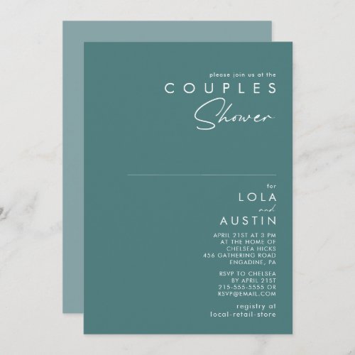 Dusty Boho  Green and Blue Couples Shower Invitation