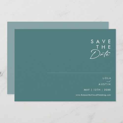Dusty Boho  Green and Blue Horizontal Save The Date