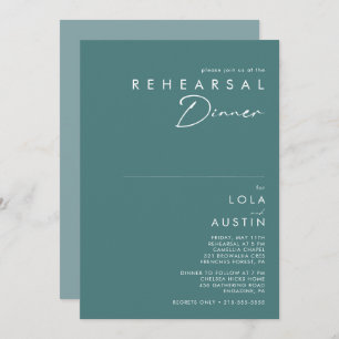 Dusty Boho Green and Blue Rehearsal Dinner Invitation
