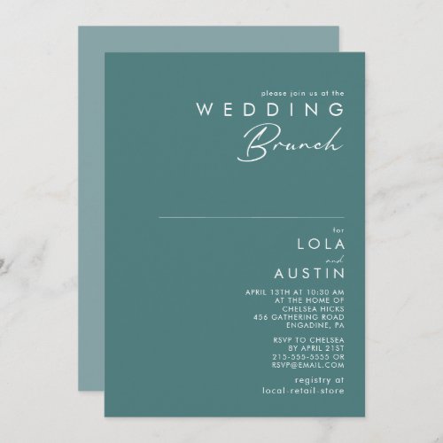 Dusty Boho  Green and Blue Wedding Brunch Invitation