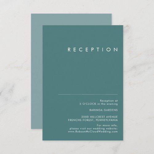 Dusty Boho  Green and Blue Wedding Reception Enclosure Card