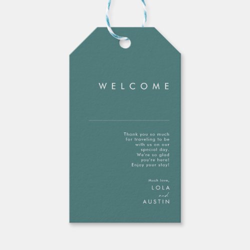 Dusty Boho  Green and Blue Wedding Welcome Gift Tags