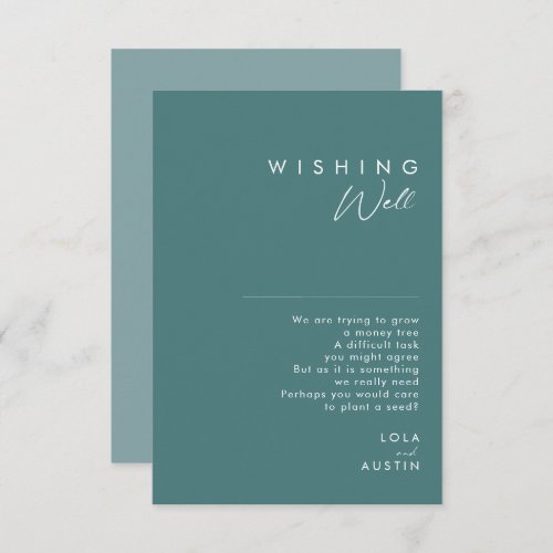 Dusty Boho  Green and Blue Wedding Wishing Well Enclosure Card