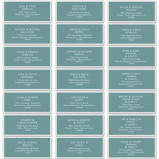 Dusty Boho | Green Guest Address Labels (Front)
