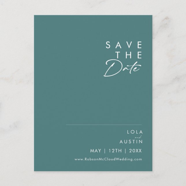 Dusty Boho | Green Save the Date Invitation Postcard (Front)