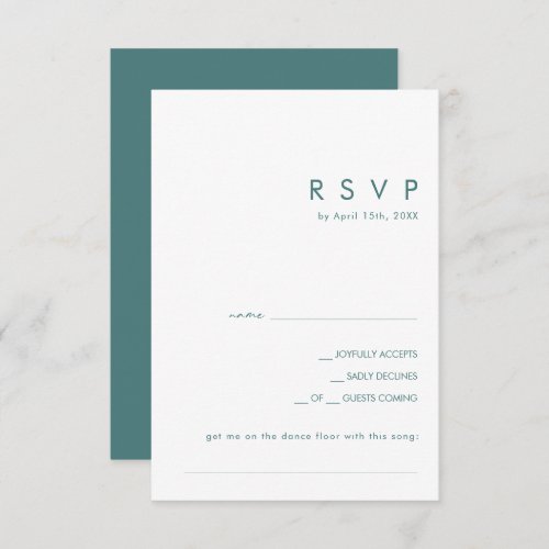 Dusty Boho  Green Song Request RSVP Card