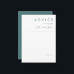 Dusty Boho | Green Wedding Advice Card<br><div class="desc">This Dusty Boho | Green wedding advice card is perfect for your colorful rustic boho wedding. Its simple, unique modern design accompanied by a contemporary minimalist script and teal green color palette gives this product a classic chic bohemian feel. Keep it as is, or choose to personalize it with artwork...</div>