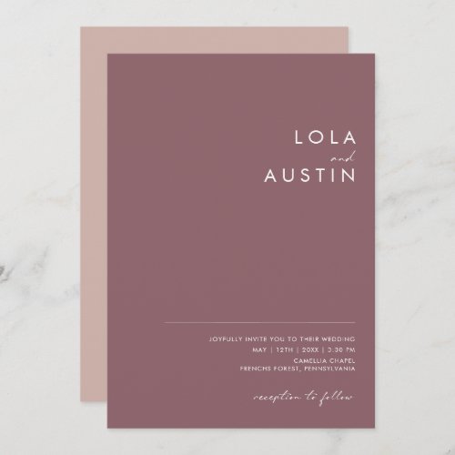 Dusty Boho  Purple and Rose All In One Wedding Invitation