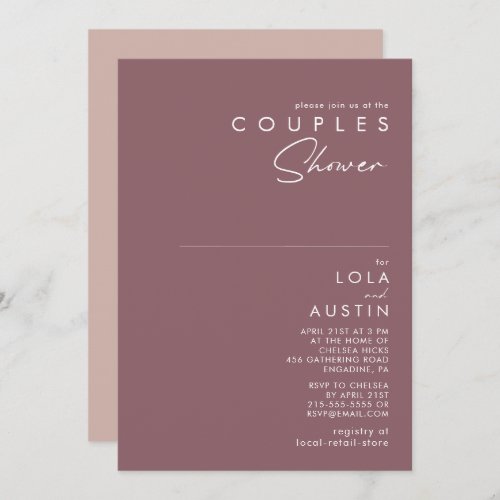 Dusty Boho  Purple and Rose Couples Shower Invitation