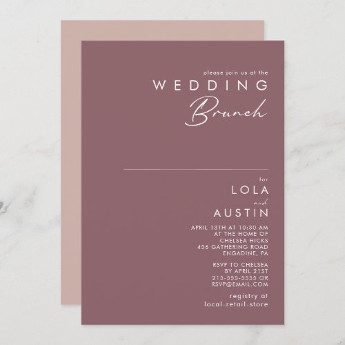 Dusty Boho  Purple and Rose Wedding Brunch Invitation