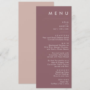 Dusty Boho Purple and Rose Wedding Dinner Menu