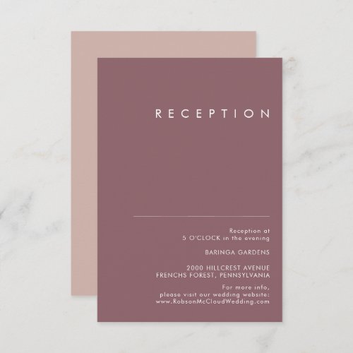 Dusty Boho  Purple and Rose Wedding Reception Enclosure Card