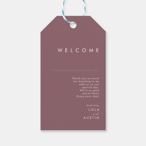 Dusty Boho  Purple and Rose Wedding Welcome Gift Tags