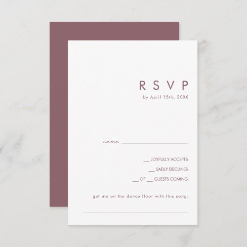 Dusty Boho  Purple Song Request RSVP Card