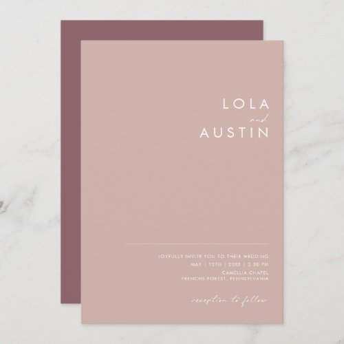 Dusty Boho  Rose and Purple All In One Wedding Invitation