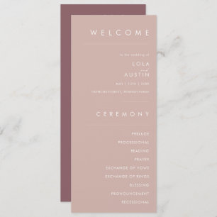 Dusty Boho Rose and Purple Gold Wedding Program
