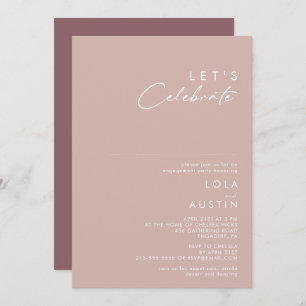 Dusty Boho   Rose and Purple Let's Celebrate Invitation