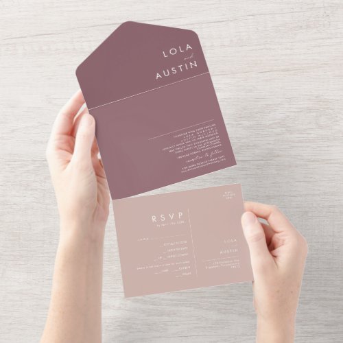 Dusty Boho  Rose and Purple Seal and Send All In One Invitation
