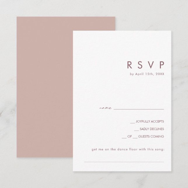 Dusty Boho | Rose and Purple Song Request RSVP Card (Front/Back)