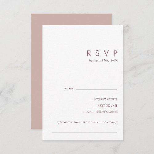 Dusty Boho  Rose and Purple Song Request RSVP Card