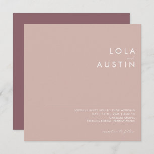 Dusty Boho   Rose and Purple Square Wedding Invitation