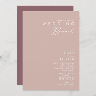 Dusty Boho Rose and Purple Wedding Brunch Invitation