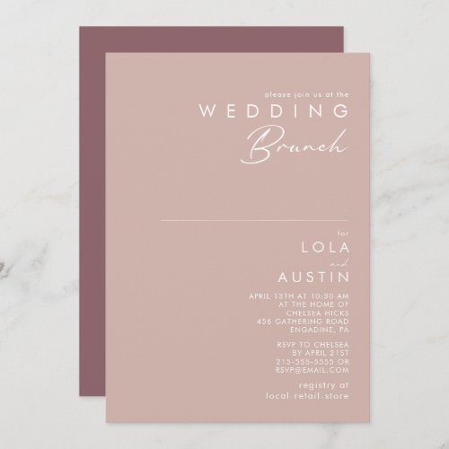 Dusty Boho  Rose and Purple Wedding Brunch Invitation