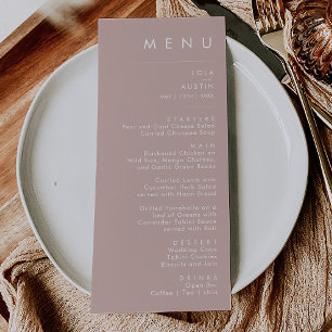 Dusty Boho Rose and Purple Wedding Dinner Menu
