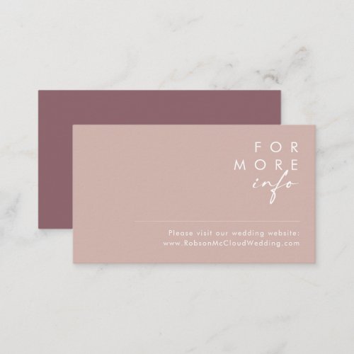 Dusty Boho  Rose and Purple Wedding Website Card