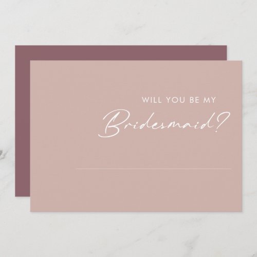 Dusty Boho Rose  Purple bridesmaid proposal card