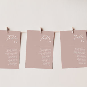 Dusty Boho Rose Table Number Chart