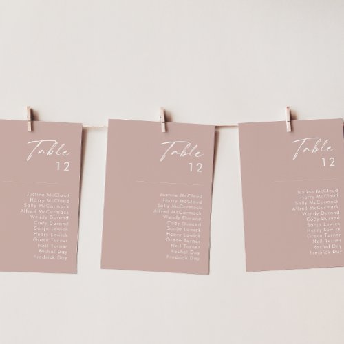 Dusty Boho  Rose Table Number Chart