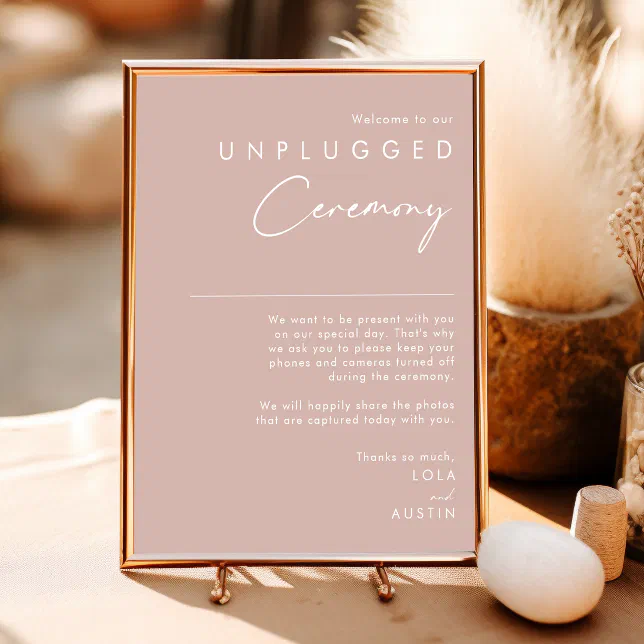 Dusty Boho | Rose Unplugged Ceremony Sign | Zazzle