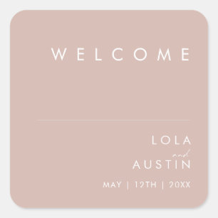 Dusty Boho Rose Wedding Welcome Square Sticker