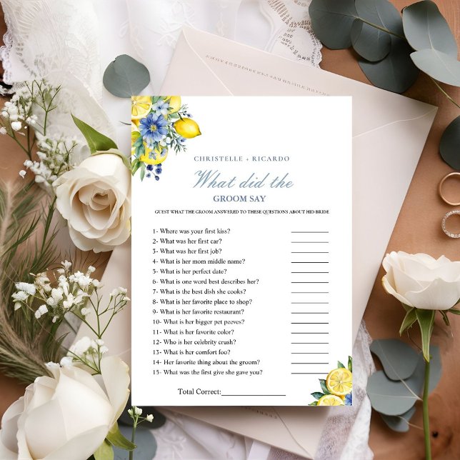 Dusty Bride & groom trivia bridal shower game Card (Creator Uploaded)