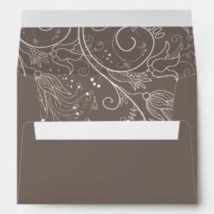 Dusty Brown Elegant Floral Wedding Envelope