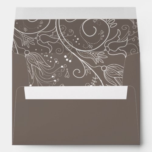 Dusty Brown Elegant Floral Wedding Envelope