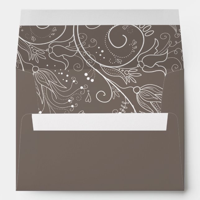 Dusty Brown Elegant Floral Wedding Envelope (Back (Bottom))