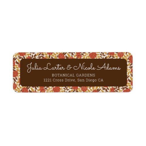 Dusty Brunt Orange Peony Flowers Fall Wedding Label