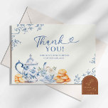 Dusty Bue Chinoiserie Baby Shower Tea Party Thank You Card<br><div class="desc">Dusty Bue Chinoiserie Baby Shower Tea Party Thank You Card</div>