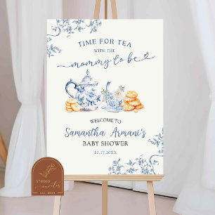 Dusty Bue Chinoiserie Baby Shower Welcome Sign