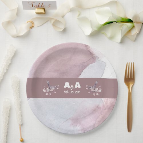 Dusty Burgundy Watercolor  Paper Plates