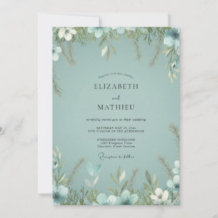 Dusty Celadon Foliage Eucalyptus Wedding Invitation